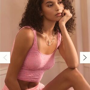 Anthropologie Hannah Seamless Pink Textured Tank